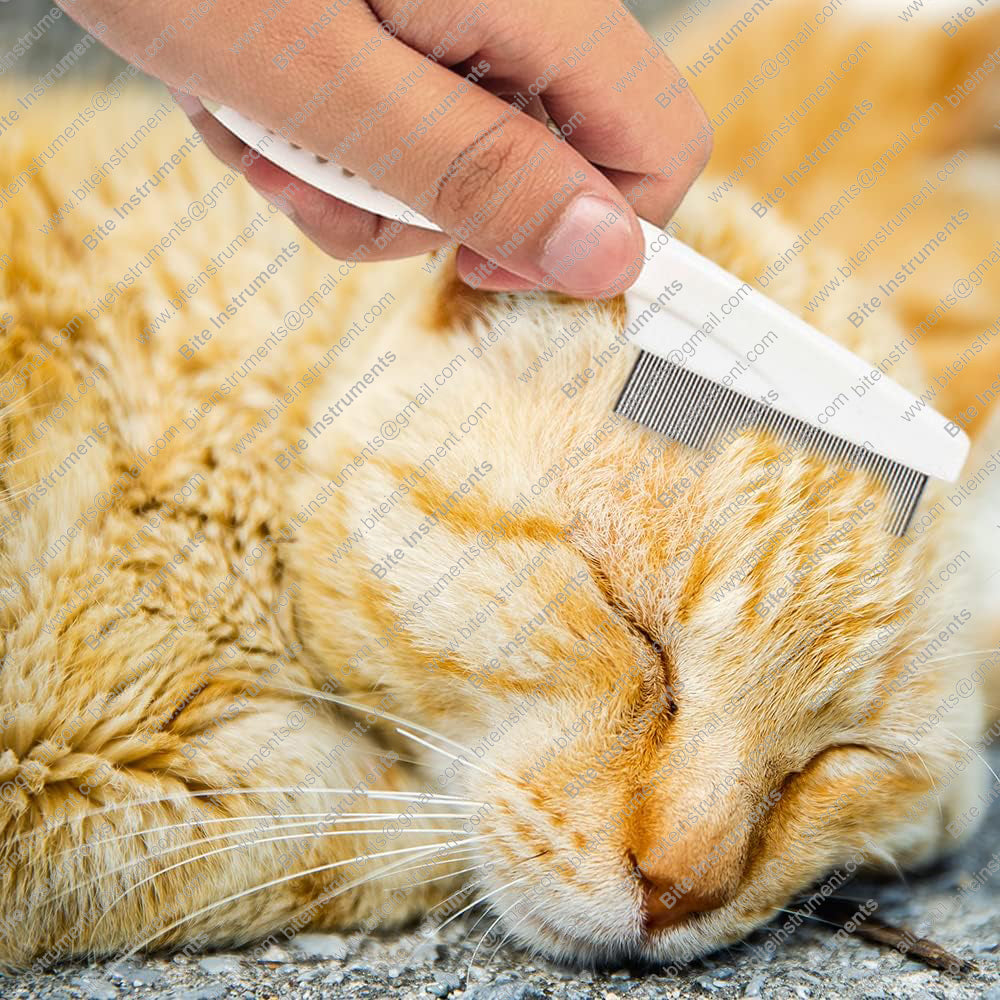 Bite Instruments Professional  Dog Grooming Comb – Stainless Steel Pet Comb with Anti-Slip Handle
