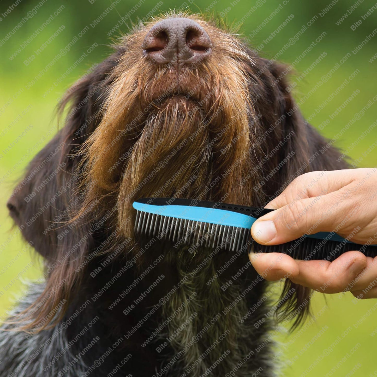 Bite Instruments Professsional Dog Grooming Comb – Stainless Steel Pet Comb with Anti-Slip Handle