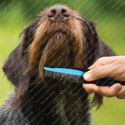Bite Instruments Professsional Dog Grooming Comb – Stainless Steel Pet Comb with Anti-Slip Handle