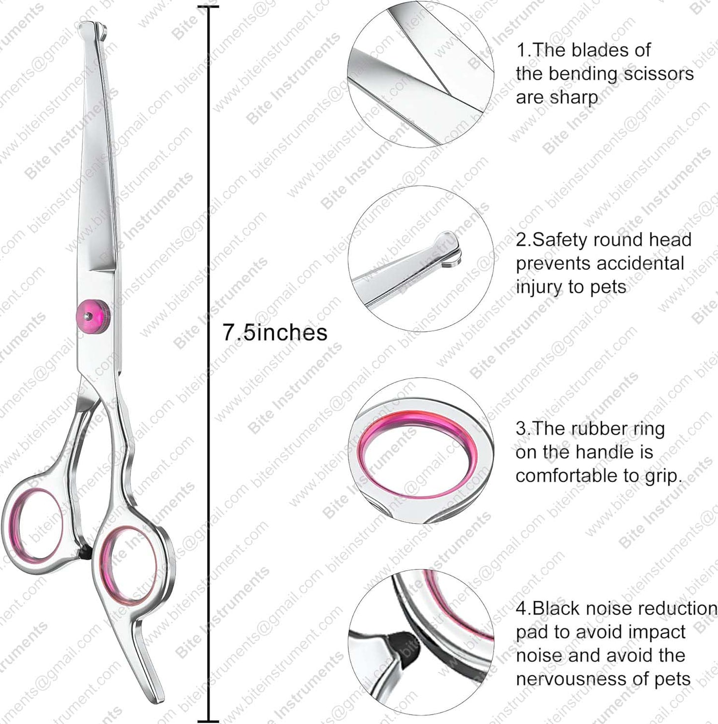 Curved Grooming Scissors for Dogs & Cats – Professional Pet Shears by Bite Instruments