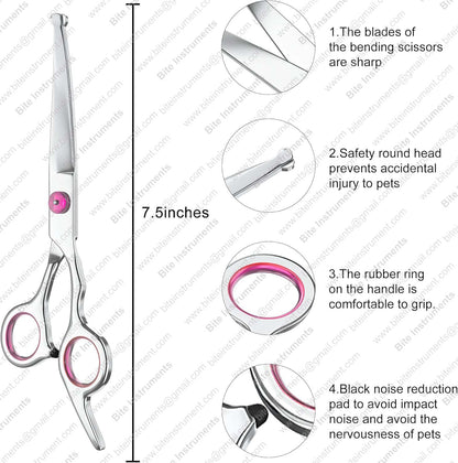 Curved Grooming Scissors for Dogs & Cats – Professional Pet Shears by Bite Instruments