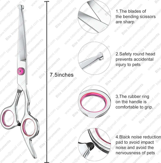 Curved Grooming Scissors for Dogs & Cats – Professional Pet Shears by Bite Instruments