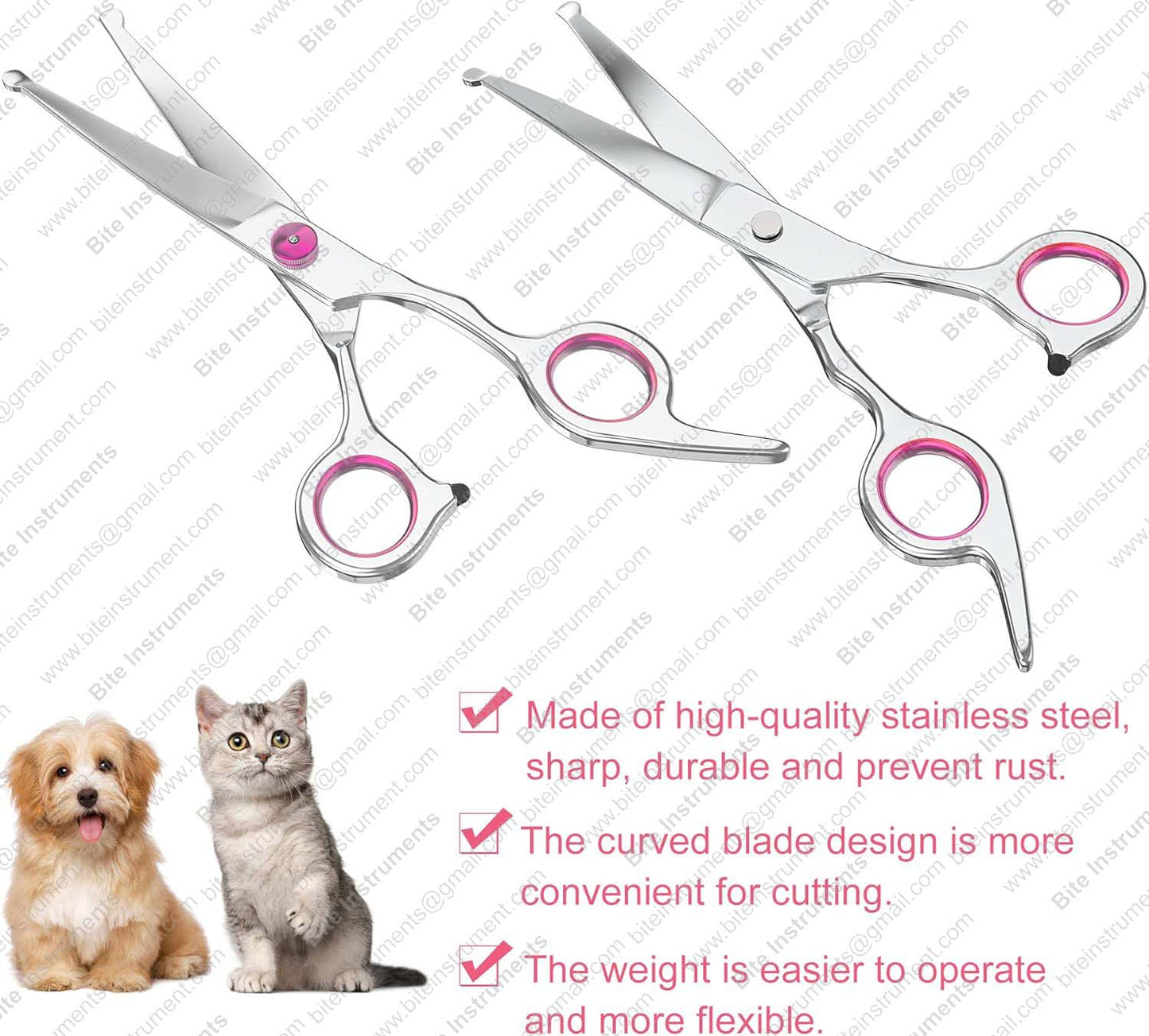 Curved Grooming Scissors for Dogs & Cats – Professional Pet Shears by Bite Instruments
