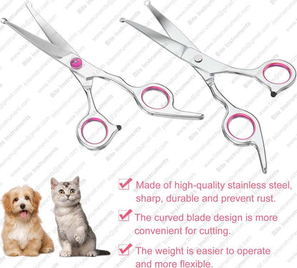 Curved Grooming Scissors for Dogs & Cats – Professional Pet Shears by Bite Instruments