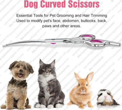 Curved Grooming Scissors for Dogs & Cats – Professional Pet Shears by Bite Instruments
