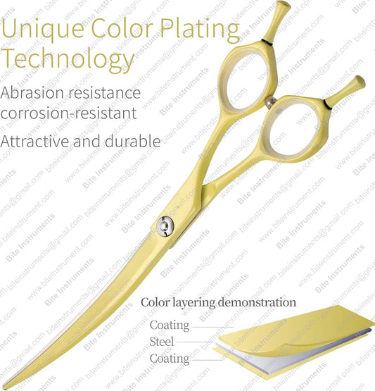 Safe Curved Pet Grooming Scissors for Dogs & Cats – Rounded Tip Shears | Bite Instruments