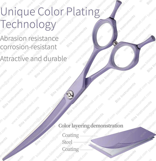 Premium Stainless Steel Curved Dog Grooming Scissors – Pet Shears | Bite Instruments