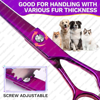 Rainbow Color Curved Grooming Scissors for Dogs & Pets | Bite Instruments
