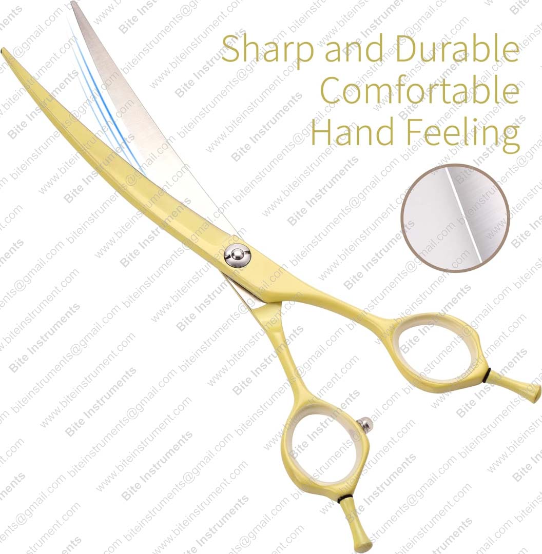 Safe Curved Pet Grooming Scissors for Dogs & Cats – Rounded Tip Shears | Bite Instruments