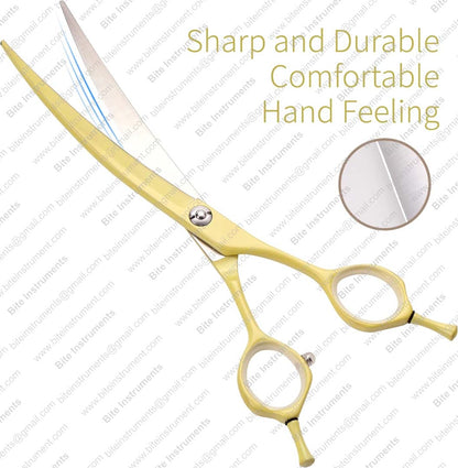 Safe Curved Pet Grooming Scissors for Dogs & Cats – Rounded Tip Shears | Bite Instruments