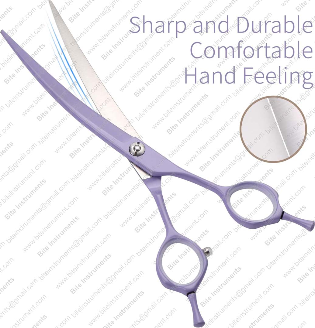 Premium Stainless Steel Curved Dog Grooming Scissors – Pet Shears | Bite Instruments