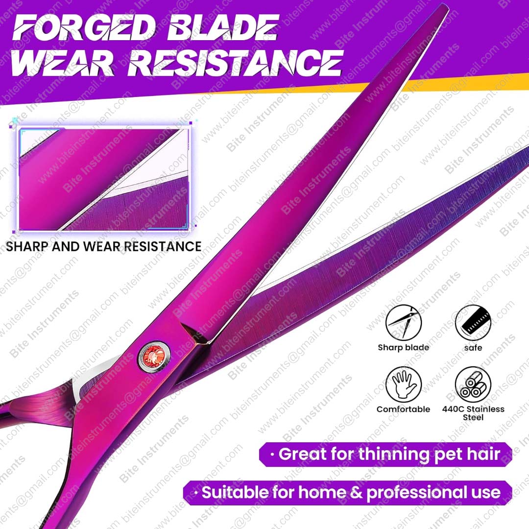Rainbow Color Curved Grooming Scissors for Dogs & Pets | Bite Instruments