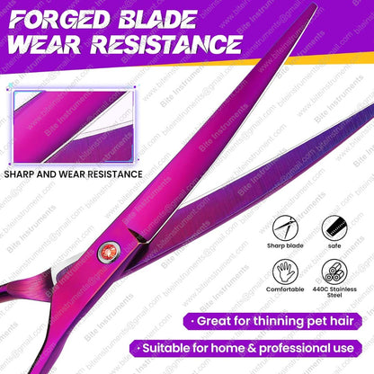 Rainbow Color Curved Grooming Scissors for Dogs & Pets | Bite Instruments
