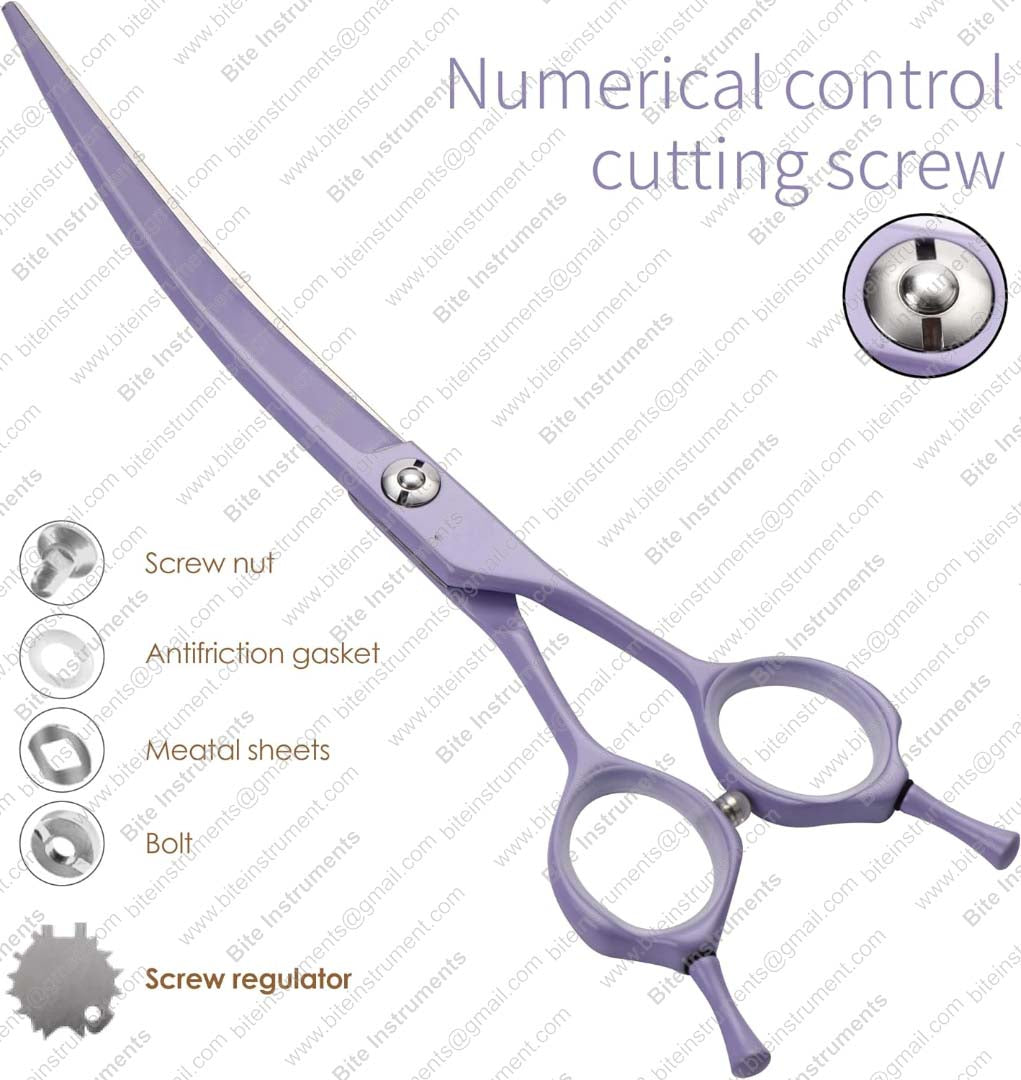 Premium Stainless Steel Curved Dog Grooming Scissors – Pet Shears | Bite Instruments