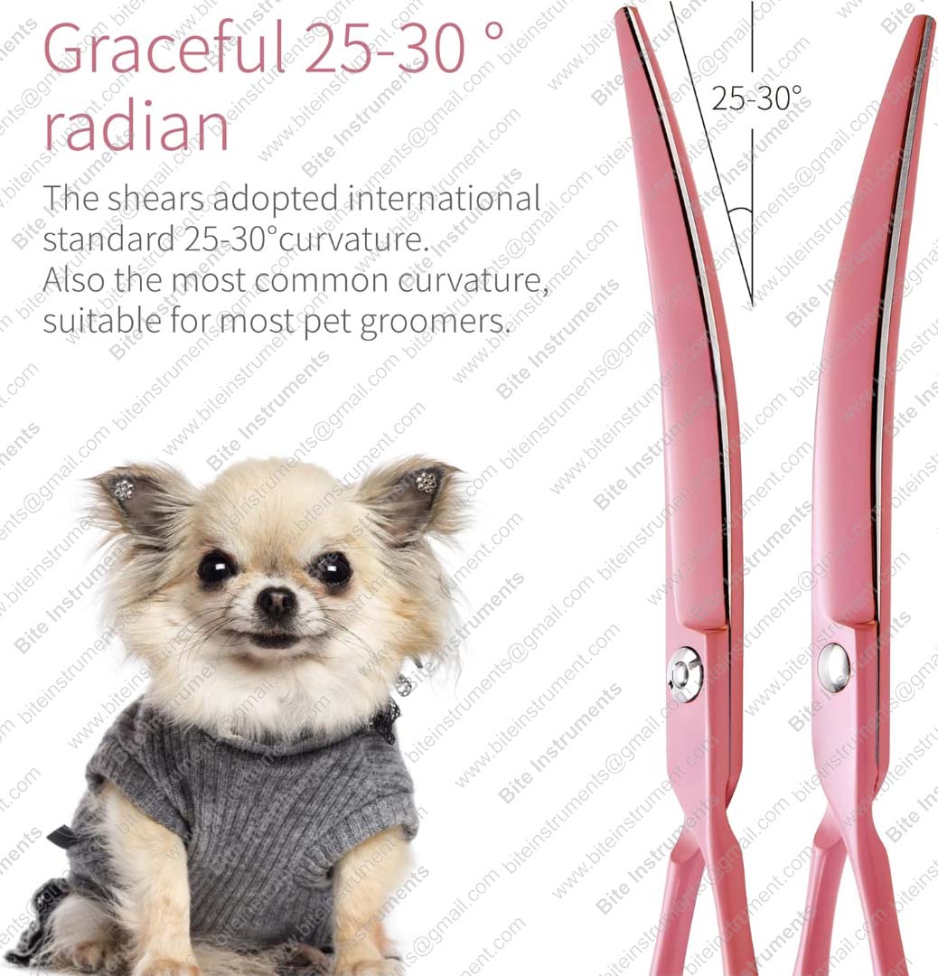 Professional Curved Dog Grooming Scissors – Pet Hair Cutting Shears | Bite Instruments