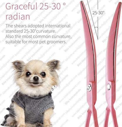 Professional Curved Dog Grooming Scissors – Pet Hair Cutting Shears | Bite Instruments