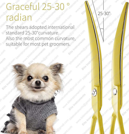 Safe Curved Pet Grooming Scissors for Dogs & Cats – Rounded Tip Shears | Bite Instruments