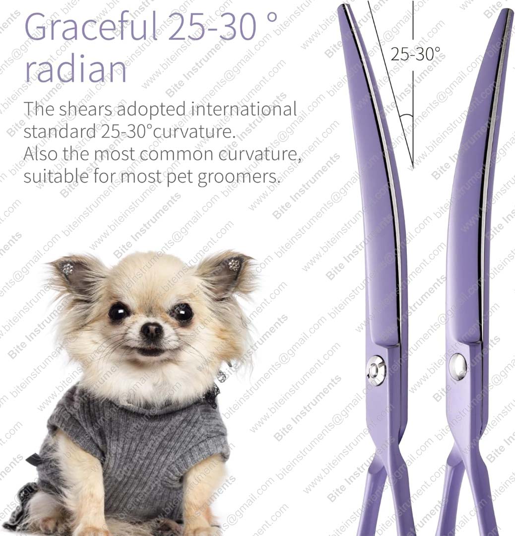 Premium Stainless Steel Curved Dog Grooming Scissors – Pet Shears | Bite Instruments