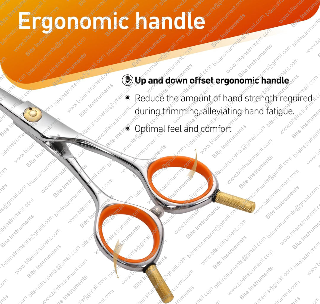 Bite Instruments Curved Pet Grooming Scissors – Professional Dog & Cat Hair Cutting Shears