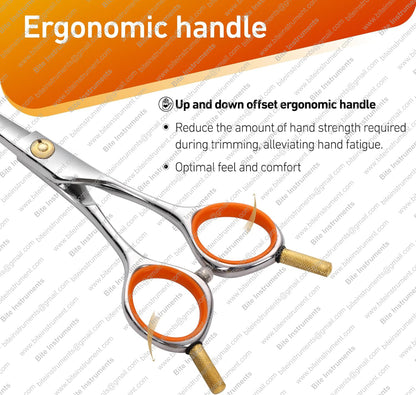 Bite Instruments Curved Pet Grooming Scissors – Professional Dog & Cat Hair Cutting Shears