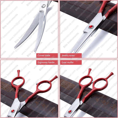 Curved Grooming Scissors for Dogs & Cats – Professional Pet Shears by Bite Instruments