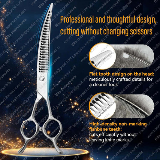 Curved Chunkers Dog Grooming Scissors – Professional Pet Hair Texturizing Shears