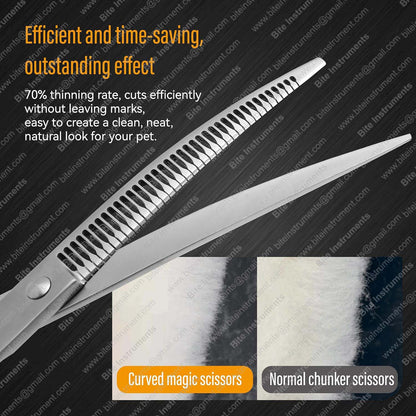 Curved Chunkers Dog Grooming Scissors – Professional Pet Hair Texturizing Shears
