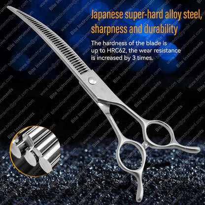 Curved Chunkers Dog Grooming Scissors – Professional Pet Hair Texturizing Shears