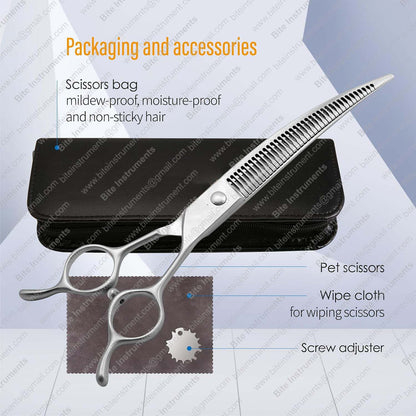Curved Chunkers Dog Grooming Scissors – Professional Pet Hair Texturizing Shears