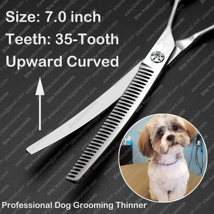 Professional Curved Chunker Dog Grooming Scissors | Bite Instruments