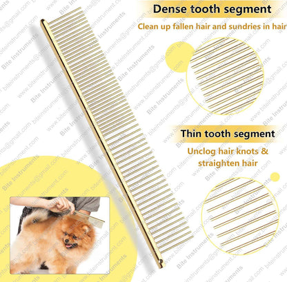 Professional 5-in-1 7.0-inch Black & Gold Dog Grooming Scissors Set - Straight, Thinning, Up & Down Curved Shears with Comb