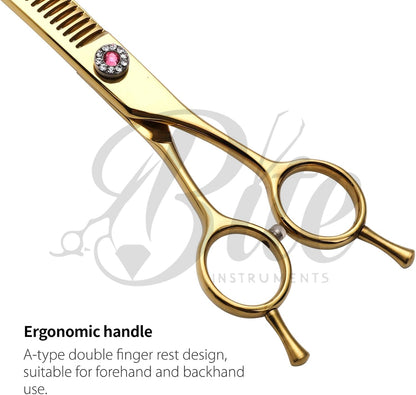 Professional Dog Grooming Scissors Pet Curved Chunker Shears 7.0''Sharp Blades 440C Steel Thinning Scissors