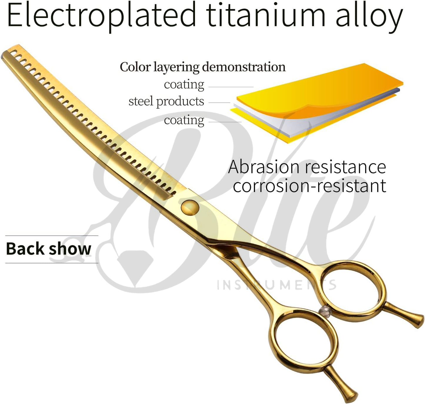 Professional Dog Grooming Scissors Pet Curved Chunker Shears 7.0''Sharp Blades 440C Steel Thinning Scissors