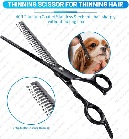 Pet Grooming Scissors Kit – Professional Dog & Cat Hair Cutting Tools | Bite Instruments