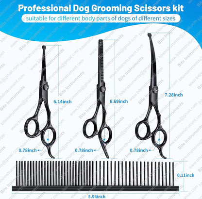 Pet Grooming Scissors Kit – Professional Dog & Cat Hair Cutting Tools | Bite Instruments