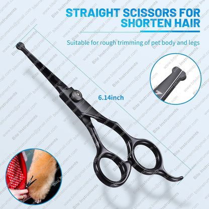 Pet Grooming Scissors Kit – Professional Dog & Cat Hair Cutting Tools | Bite Instruments