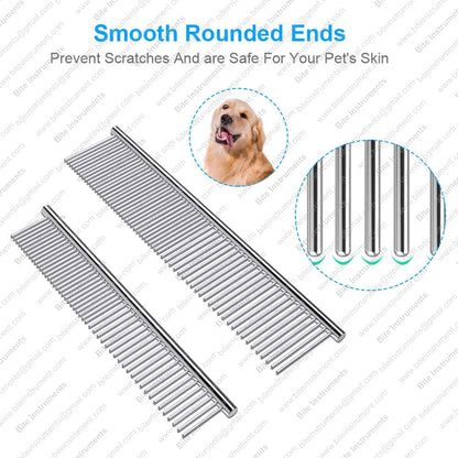 Professional Dog Grooming Comb – Stainless Steel Pet Comb for Dogs & Cats