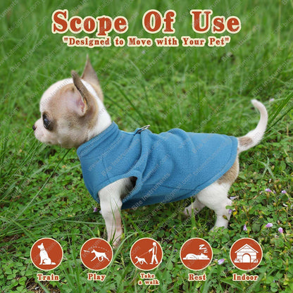 Dog Fleece Jacket – Warm Winter Pet Coat with Leash Ring for Small & Medium Dogs