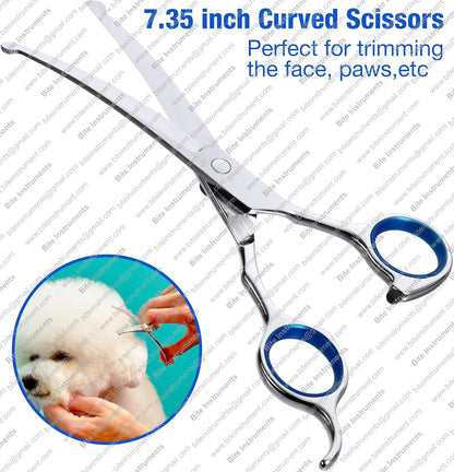 Professional Pet Grooming Scissors Kit – Dog & Cat Hair Cutting Shears with Comb | Bite Instruments