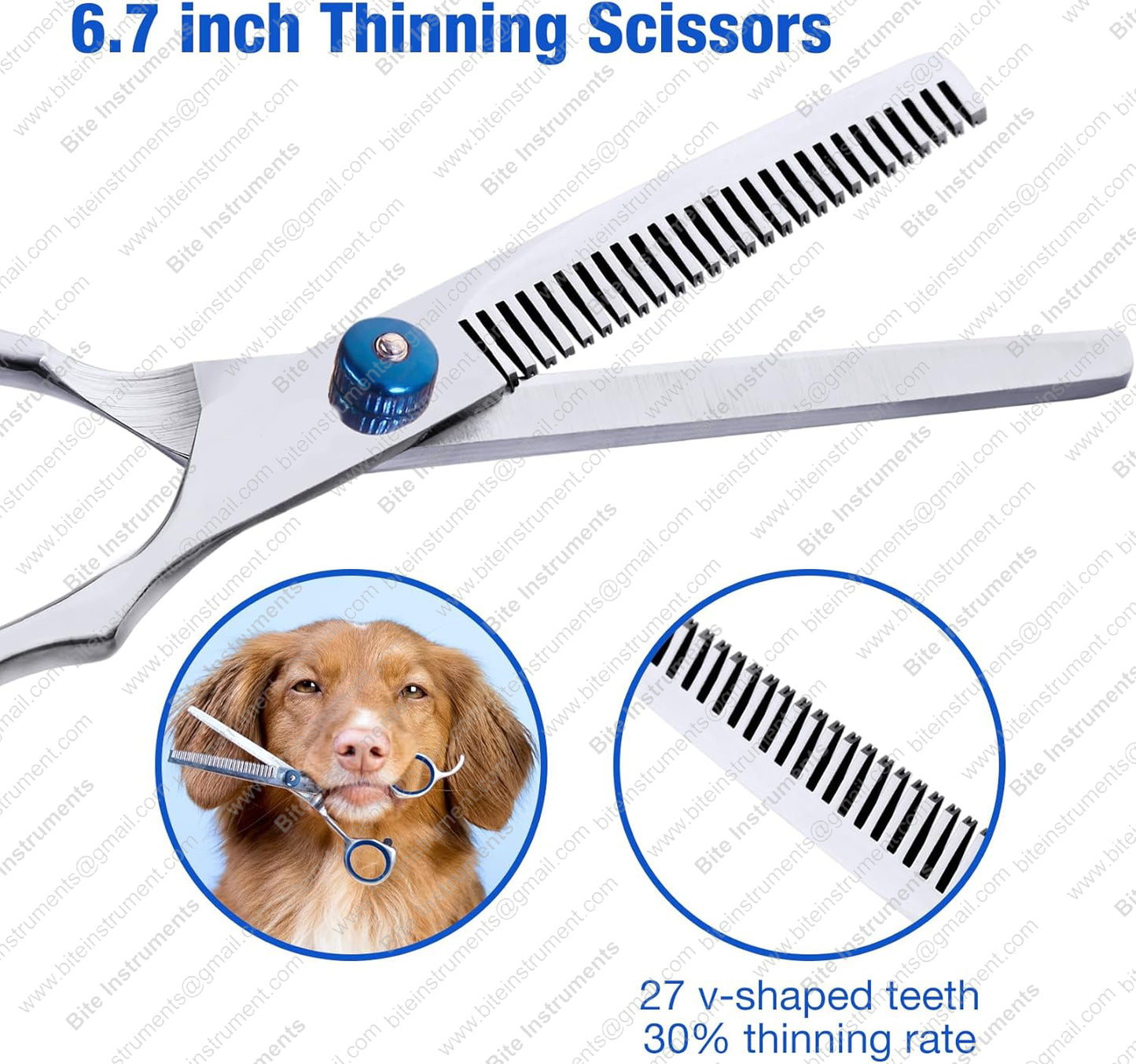 Professional Pet Grooming Scissors Kit – Dog & Cat Hair Cutting Shears with Comb | Bite Instruments
