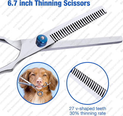 Professional Pet Grooming Scissors Kit – Dog & Cat Hair Cutting Shears with Comb | Bite Instruments