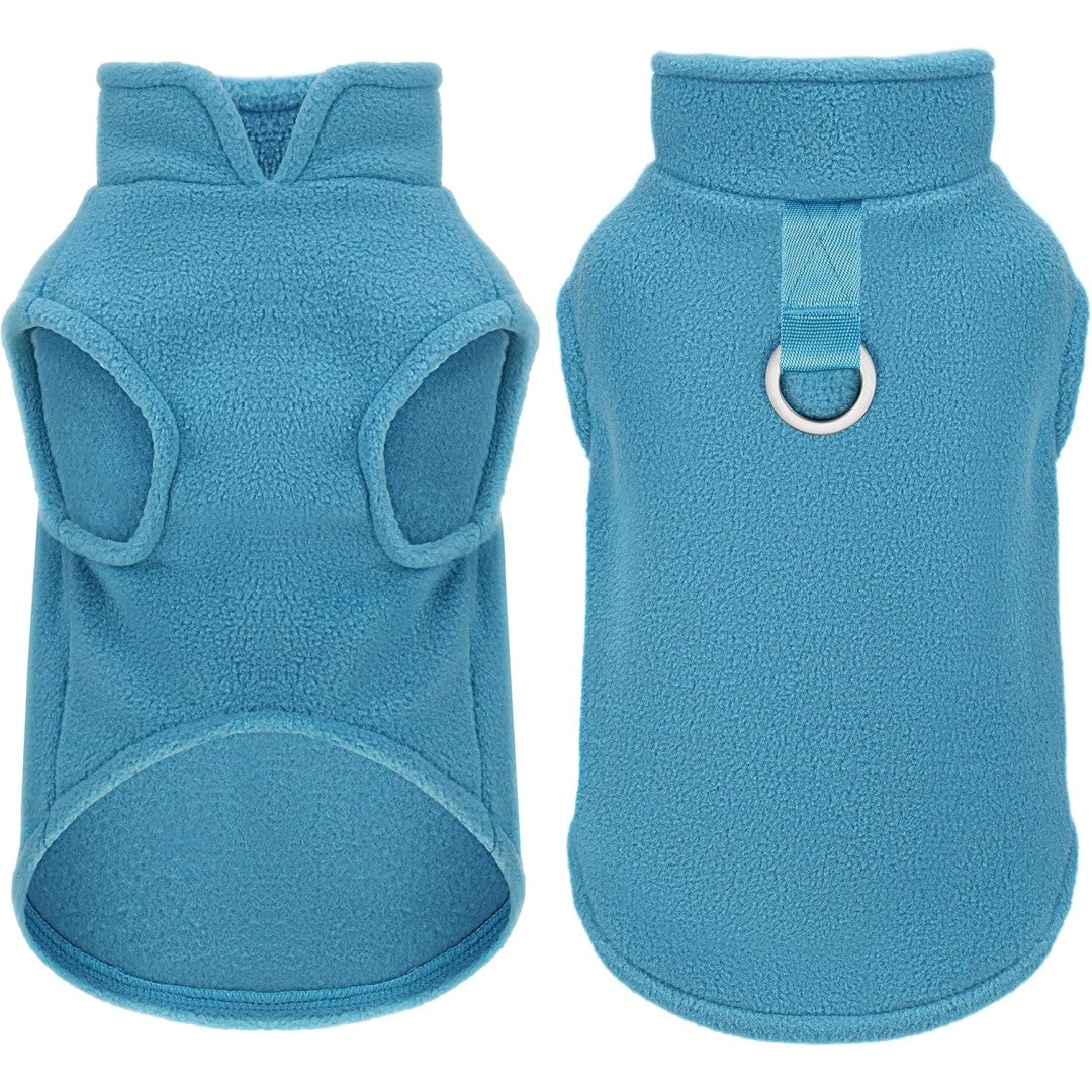 Dog Fleece Jacket – Warm Winter Pet Coat with Leash Ring for Small & Medium Dogs