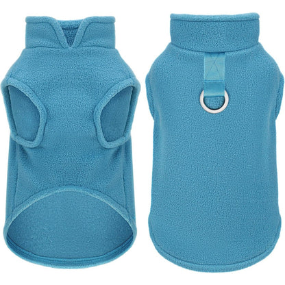 Dog Fleece Jacket – Warm Winter Pet Coat with Leash Ring for Small & Medium Dogs