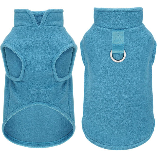 Dog Fleece Jacket – Warm Winter Pet Coat with Leash Ring for Small & Medium Dogs