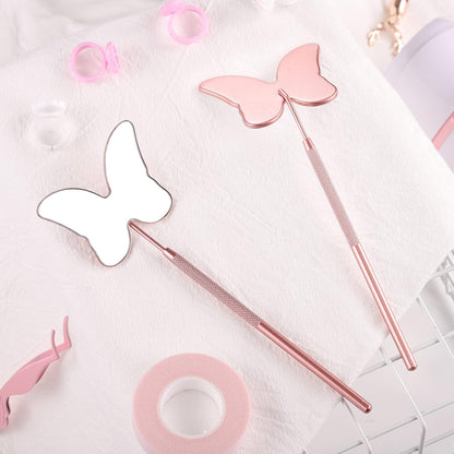 Cute Butterfly Lash Mirror for Eyelash Extensions Stainless Steel Eyelash Makeup Mirror