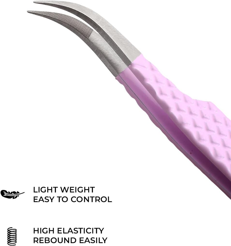 Bite Instruments Professional 4-Piece Purple Eyelash Tweezer Set | Textured Grip Lash Tools