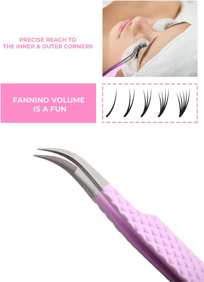 Bite Instruments Professional 4-Piece Purple Eyelash Tweezer Set | Textured Grip Lash Tools