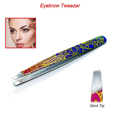 Stylish Set of Professional Slanted Tip Eyebrow Tweezers