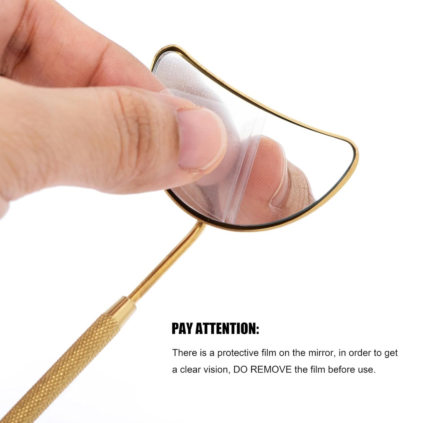 Bite Instruments Eyelash Mirror for, Large Half Moon Stainless Steel Eyelash Mirror