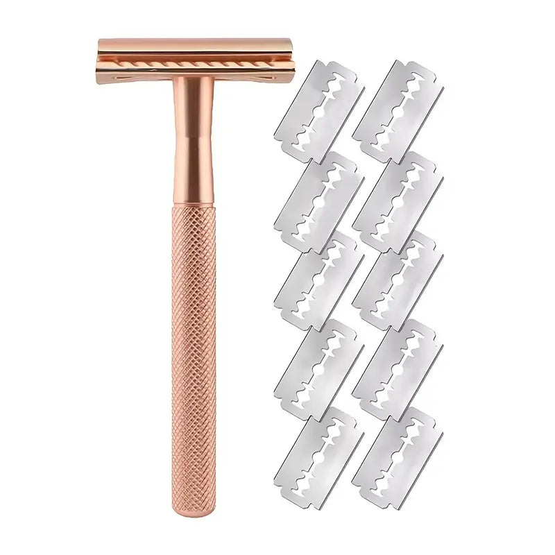 Double-Edged Safety Razor – Stainless Steel (Chrome/Rose Gold Finish)